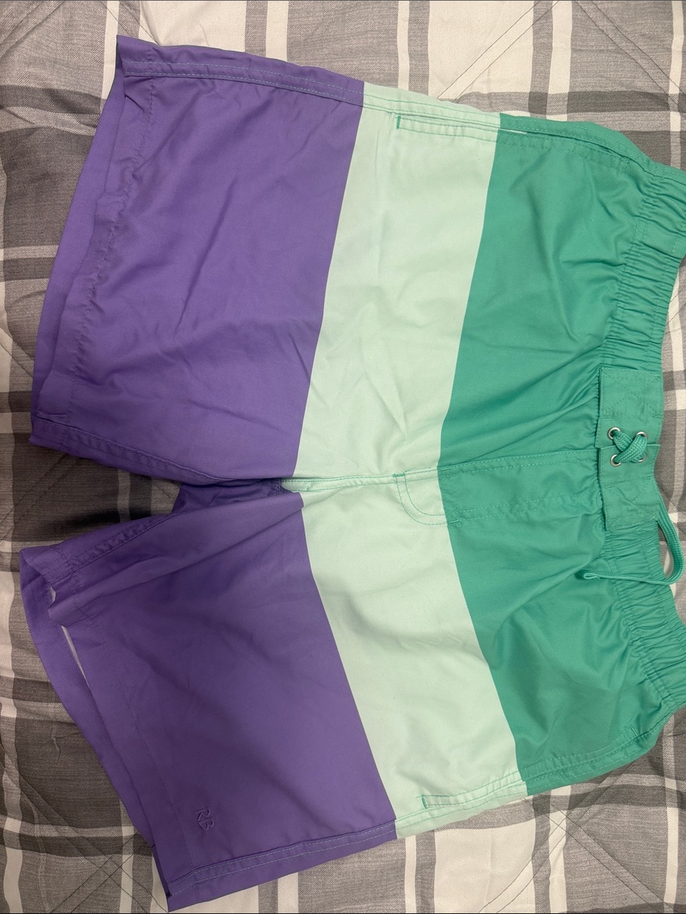 Men's Colorblock Swim Trunks in Teal, Mint & Purple
